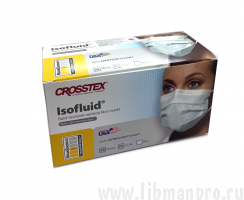 Одноразовые водо отталкивающие  маски гипоаллергенные Isofluid  (50 шт.) Blue Crosstex SSW 7010555